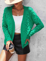Open Front Long Sleeve Cardigan - Ladyez