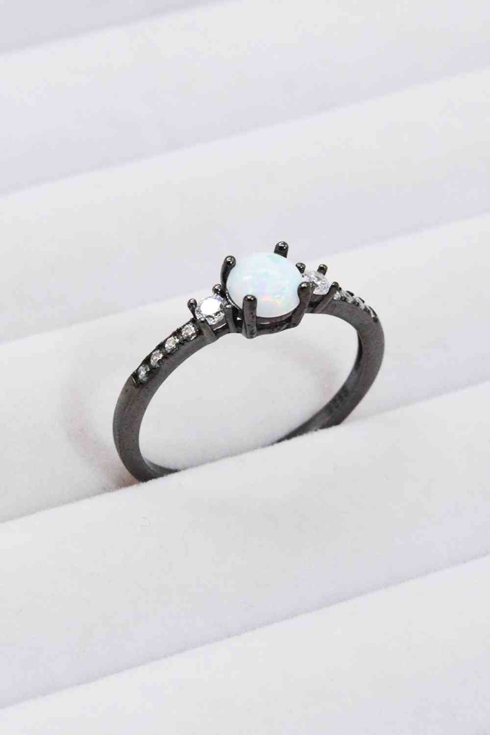 925 Sterling Silver Round Opal Ring - Ladyez