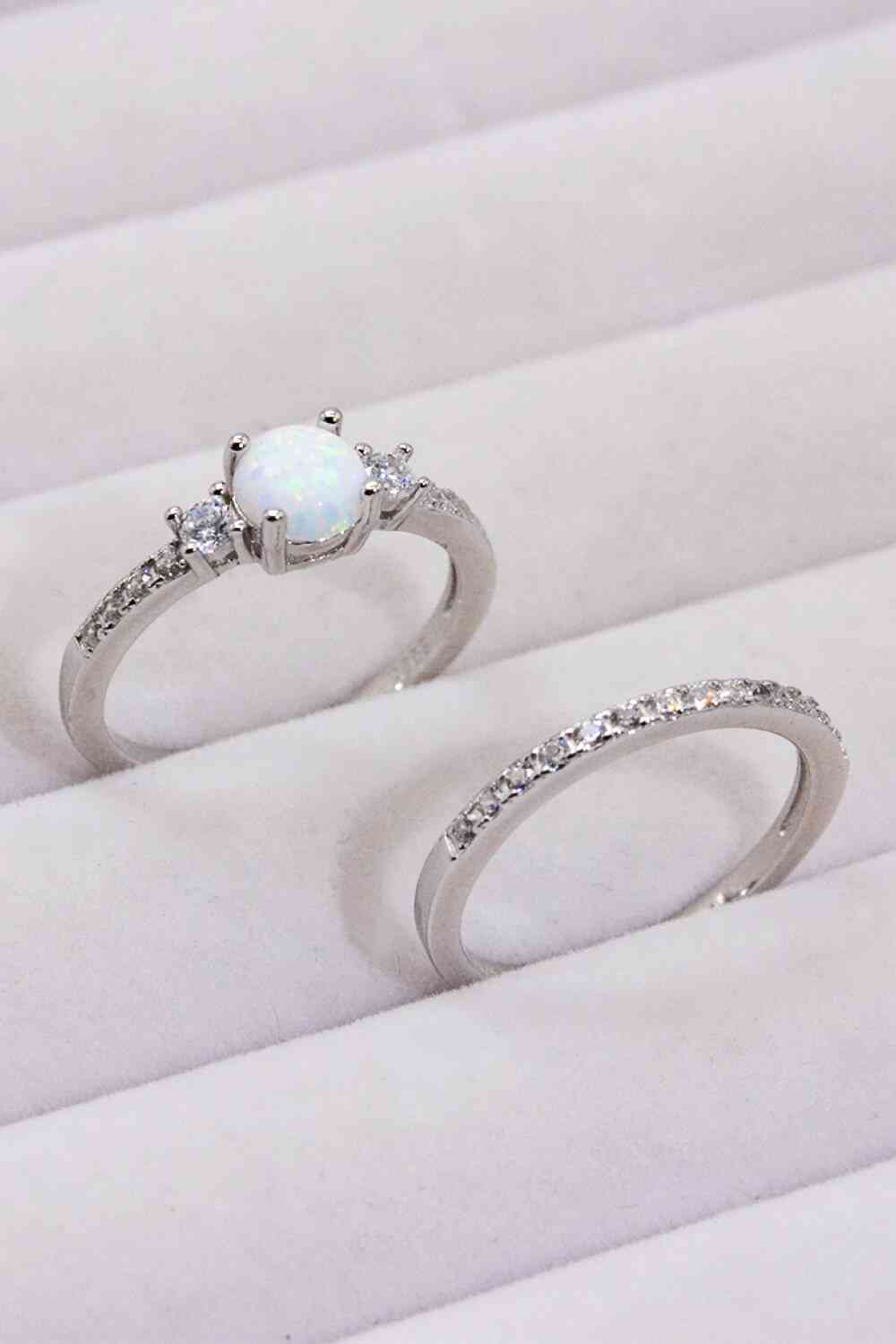 925 Sterling Silver Opal Split Shank Ring - Ladyez
