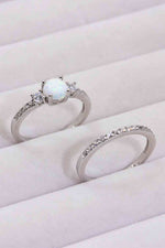 925 Sterling Silver Opal Split Shank Ring - Ladyez