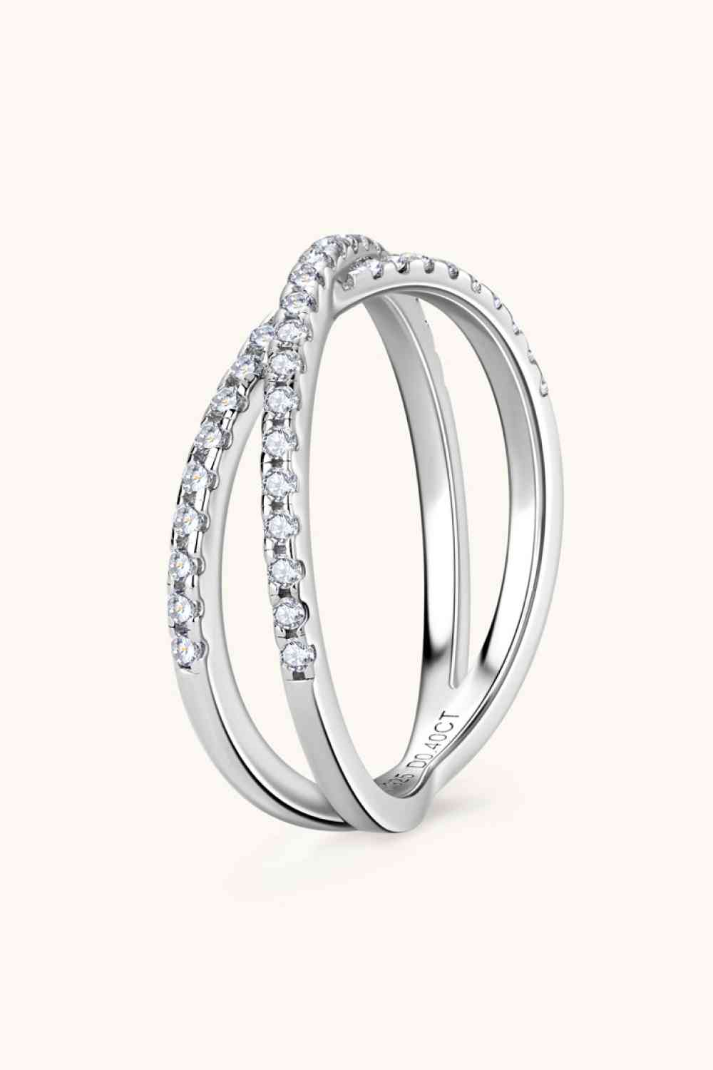 Moissanite 925 Sterling Silver Crisscross Ring - Ladyez