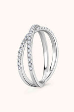 Moissanite 925 Sterling Silver Crisscross Ring - Ladyez
