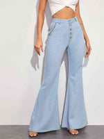 Button Fly Wide Leg Jeans - Ladyez