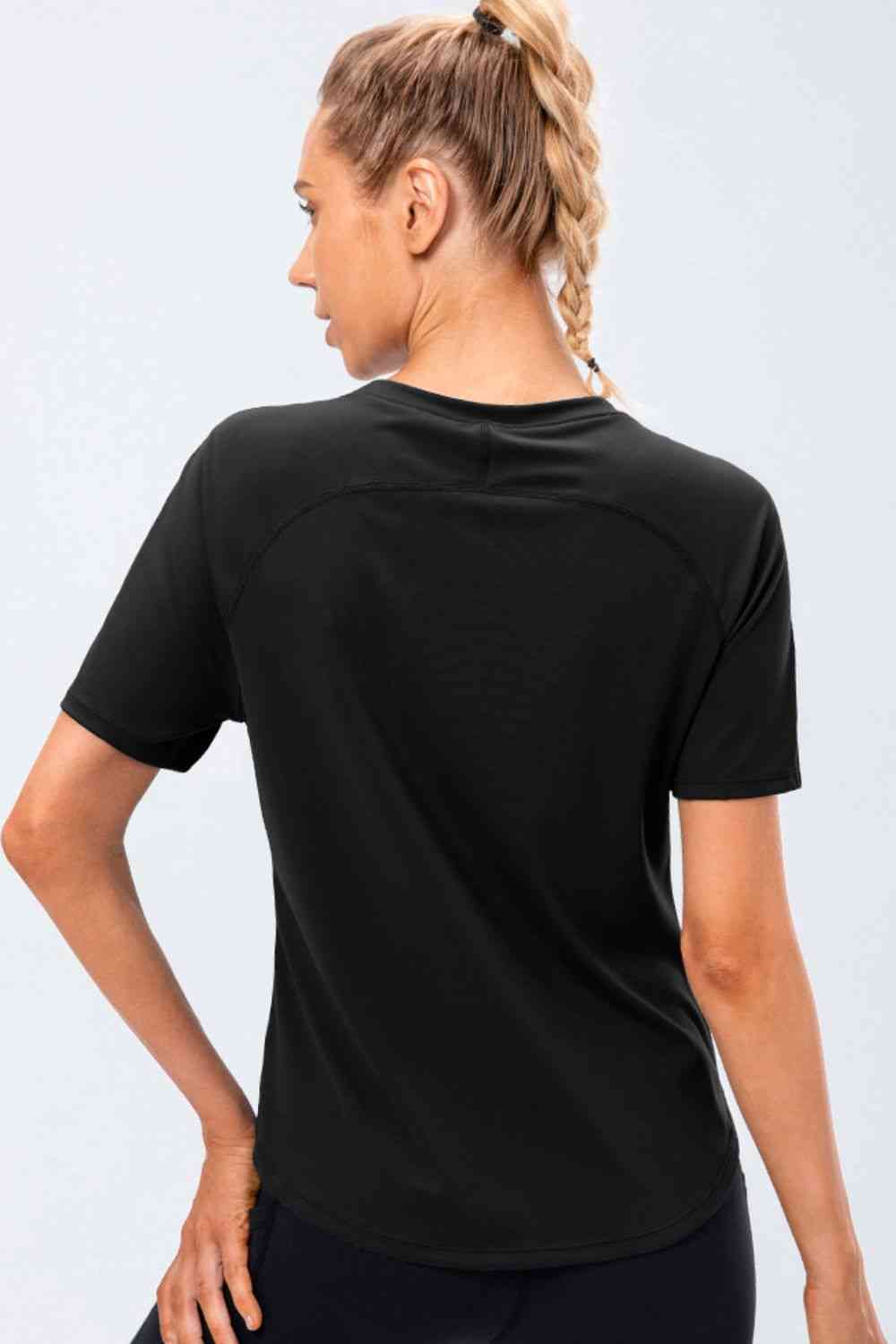 Round Neck Raglan Sleeve Active Tee - Ladyez