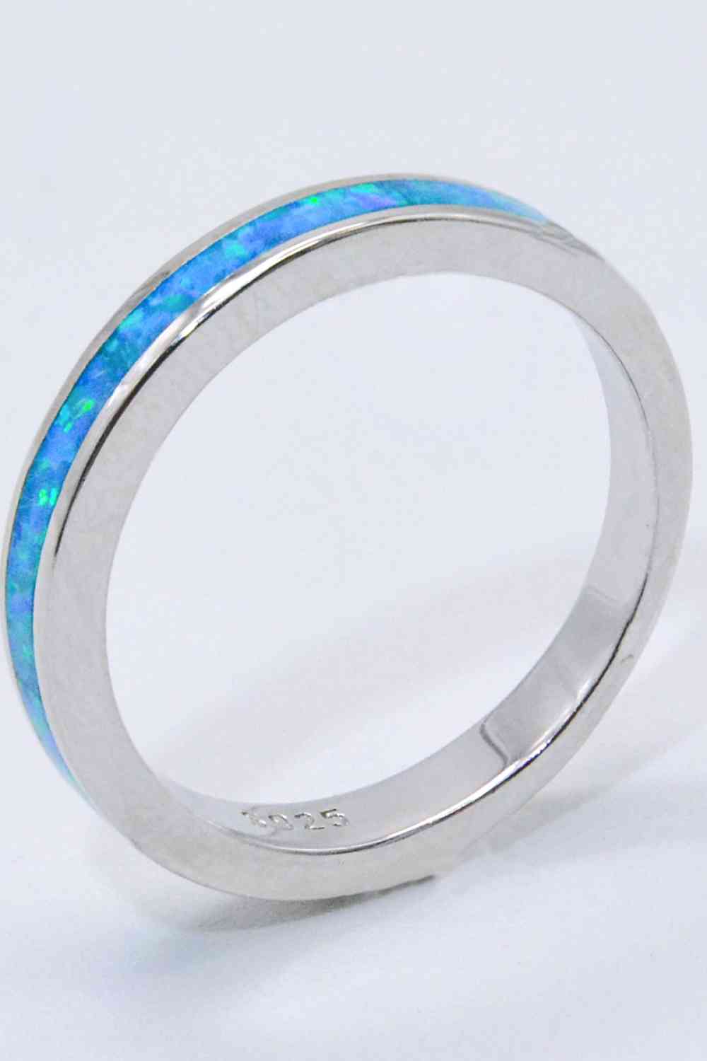 925 Sterling Silver Opal Ring in Sky Blue - Ladyez