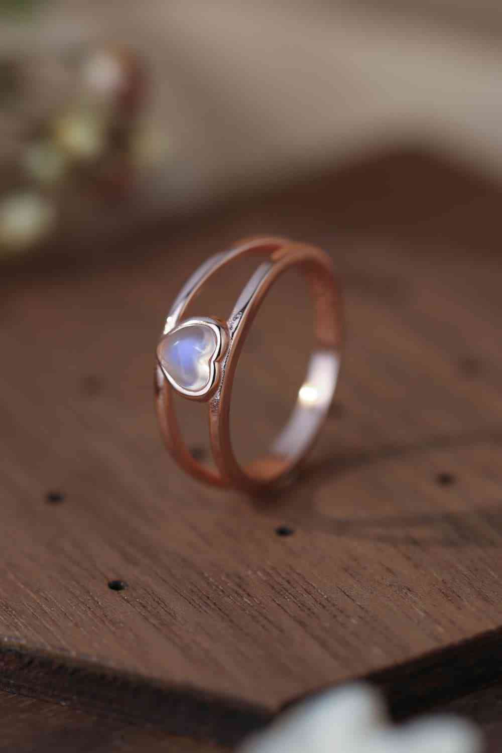 Moonstone Heart 925 Sterling Silver Ring - Ladyez