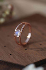 Moonstone Heart 925 Sterling Silver Ring - Ladyez