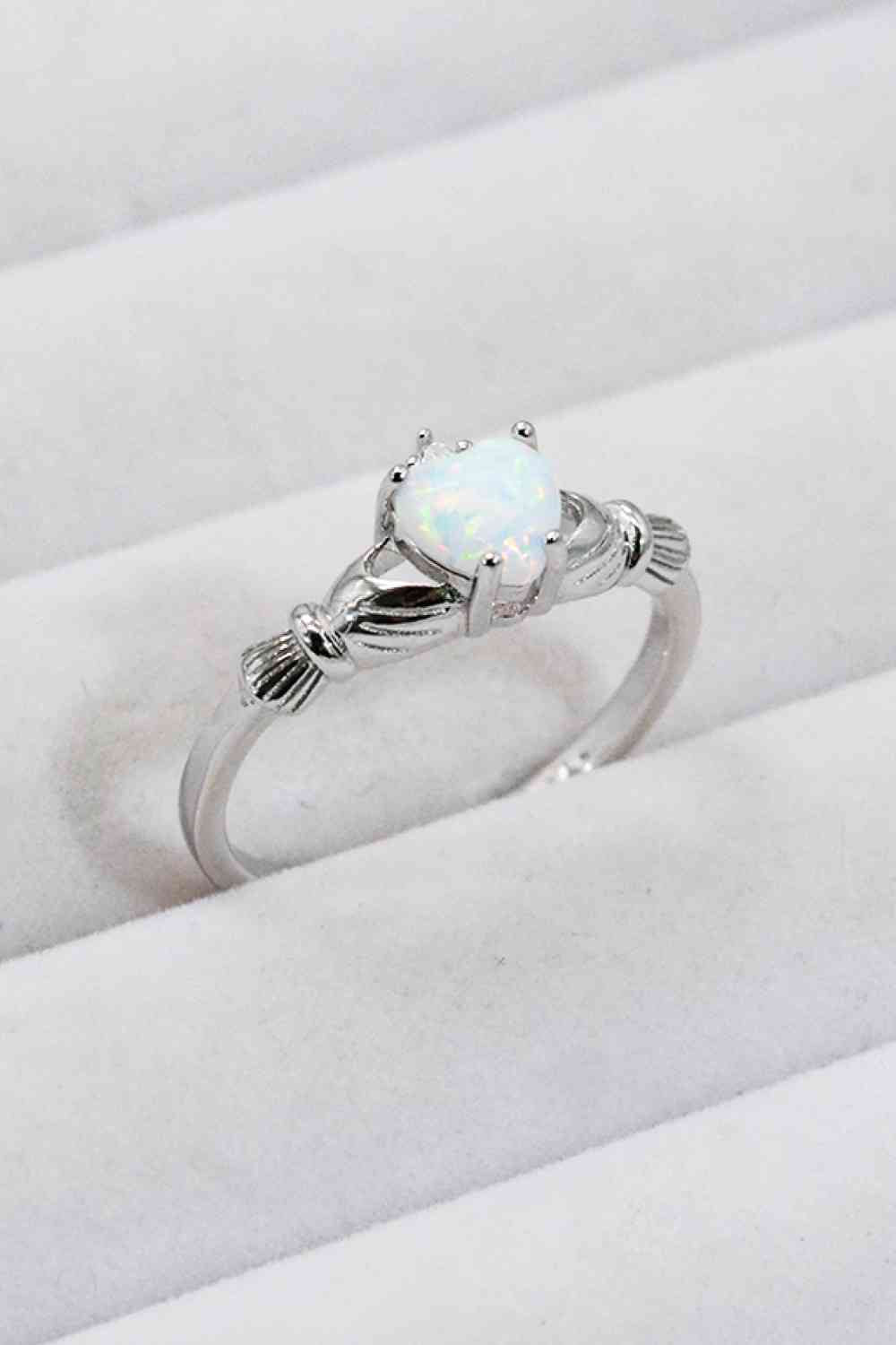925 Sterling Silver Heart Opal Ring - Ladyez