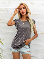 Round Neck Butterfly Sleeve Top - Ladyez
