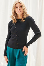 Faith Apparel Button Up Long Sleeve Knit Top - Ladyez