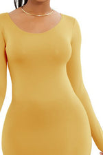 Round Neck Long Sleeve Maxi Wrap Dress - Ladyez