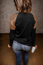 Santa Sequin Long Sleeve Round Neck Top - Ladyez