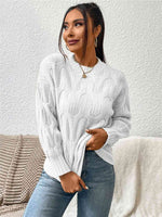 Round Neck Long Sleeve Sweater - Ladyez