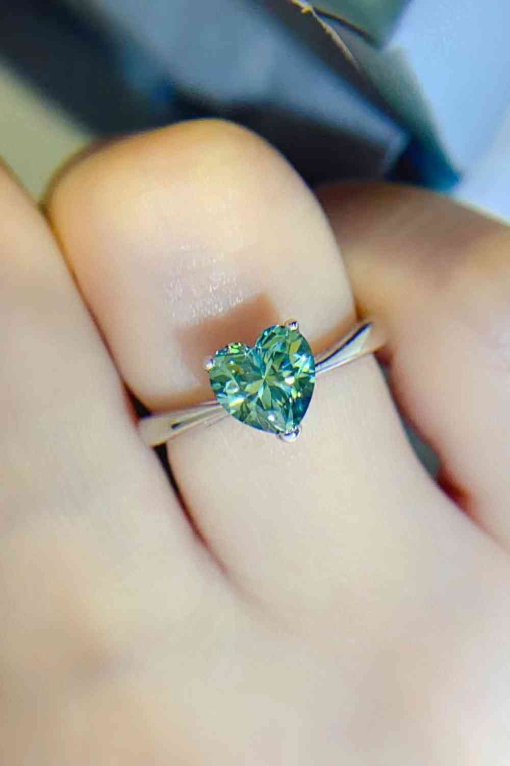 1 Carat Moissanite Heart 925 Sterling Silver Ring - Ladyez