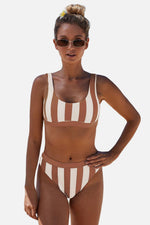 Striped Tank High Waist Bikini - Ladyez