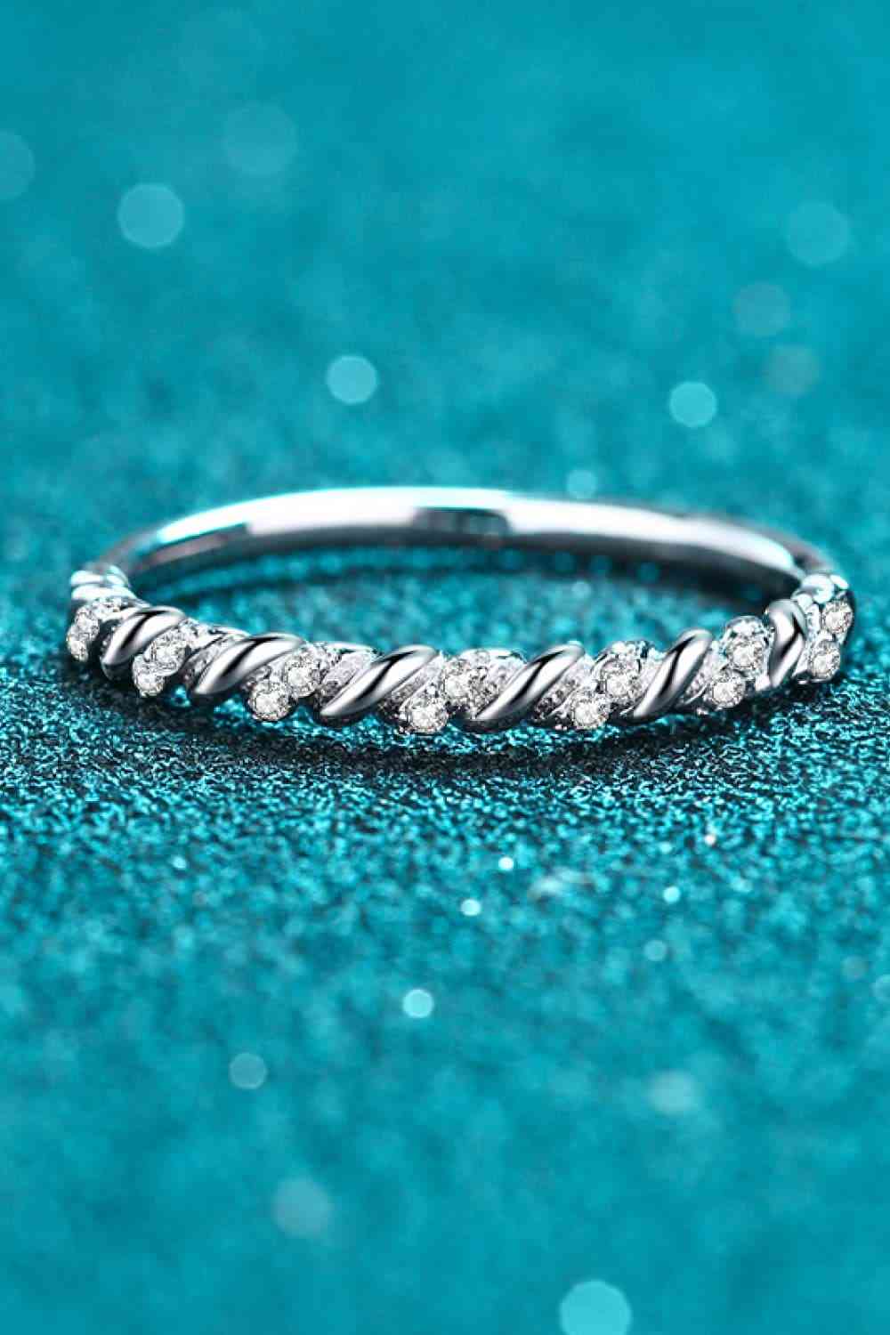 Moissanite Rhodium-Plated Half-Eternity Ring - Ladyez