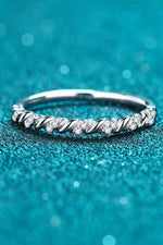 Moissanite Rhodium-Plated Half-Eternity Ring - Ladyez