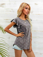 Round Neck Butterfly Sleeve Top - Ladyez