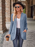 Open Front Cardigan with Pockets - Ladyez