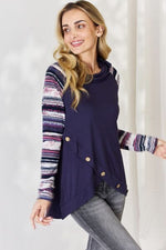 Celeste Full Size Buttoned Striped Long Sleeve Top - Ladyez