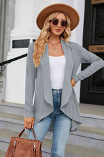 Open Front Long Sleeve Cardigan - Ladyez