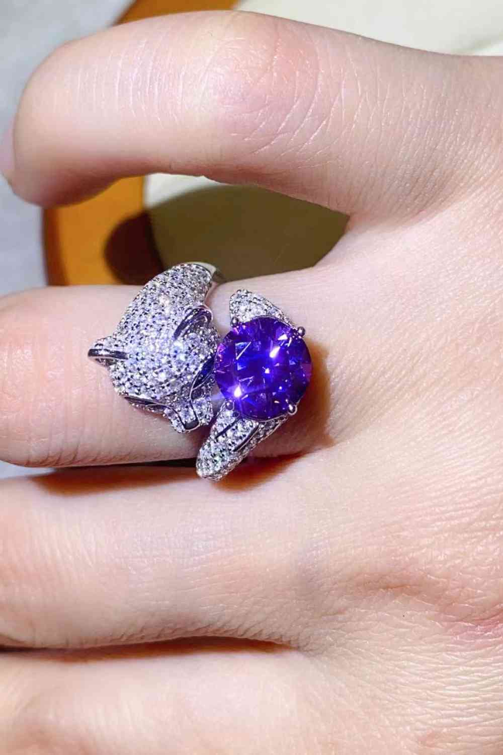 2 Carat Moissanite Adjustable Animal Bypass Ring - Ladyez